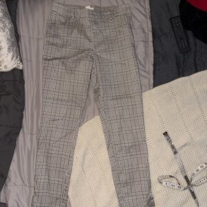 H&M B&W plaid high rise trousers